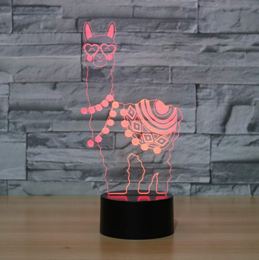 3D Schafe Alpaka LED Lampe – 7 Farbwechsel, Berührungssensitiv, USB-Betrieb, Nachtlicht Für Kinder