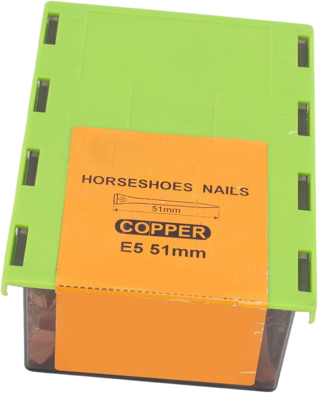 Jeanoko Copper Plated Horseshoe Nails, 250Pcs High Tensile Strength Horse Hoof Nails with Storage Box for Farrier, Horse Hoof Repair (E5)