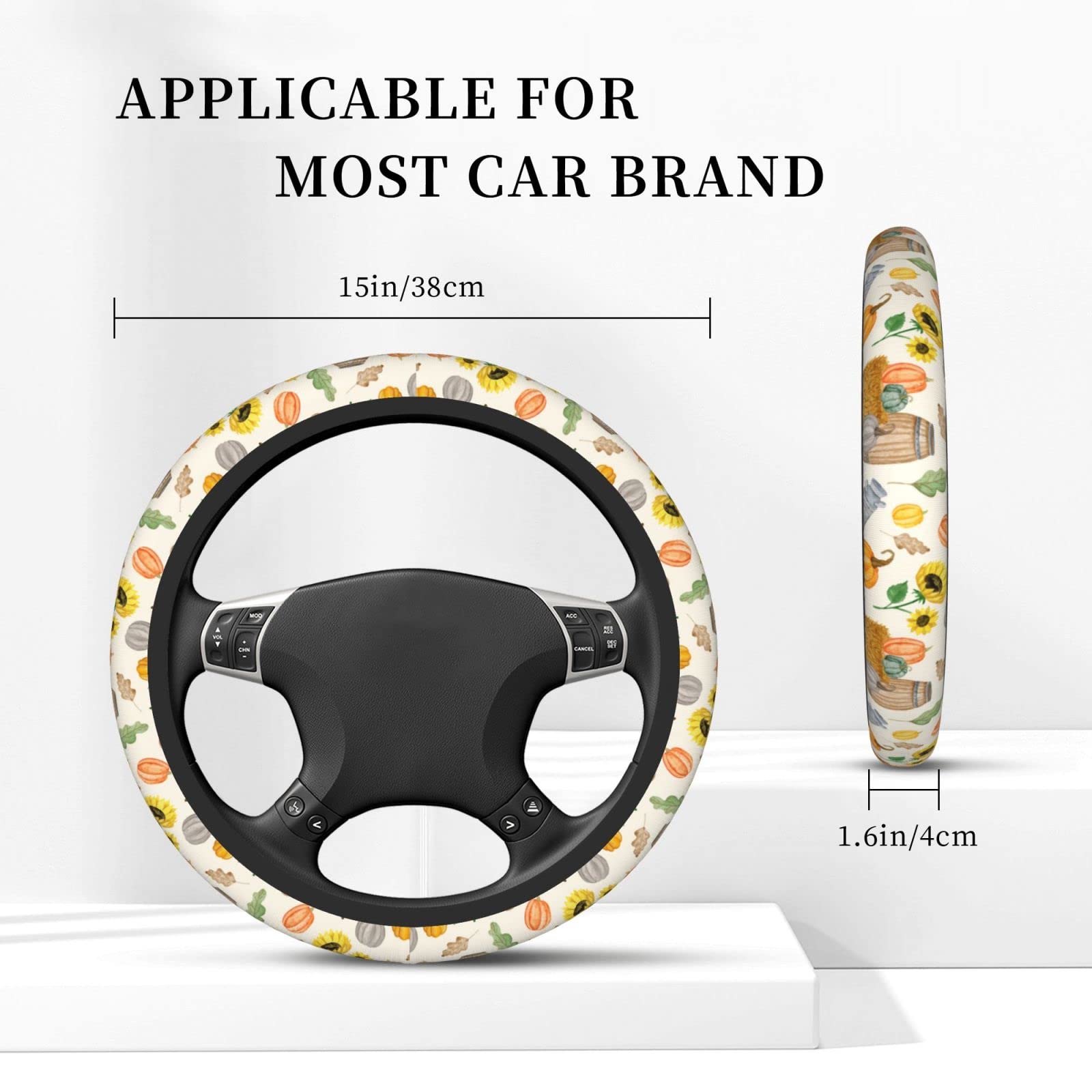 Fundas De Volante Swono Para Coche, Calabazas, Comida De Acción De Gracias De Acuarela, Calabazas De Halloween Universales Para Mujeres, Niñas, De Neopreno Suave, Antideslizantes, Accesorios De Coche