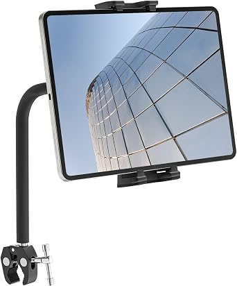 Treadmill Tablet Mount Gooseneck Flexible Exercise Bike Tablet Holder Stand Long Arm Indoor Bicycle Handlebar Holder for iPad Pro iPad Air iPad mini 4.7-12.9 Inch Tablets Phones