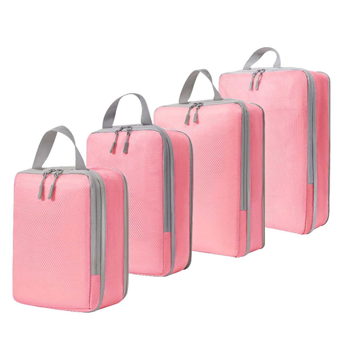 Expanding Travel Packing Organizers,GENHY 4 Set Compression Cubes for Luggage Space Saving (Pink)