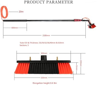 window cleaning equipment, solar panel cleaning kit window cleaning kit, extendable window cleaning pole, ing Brush,3.6-9M Carbon Fiber Telesrod Washing Set Equipment Telesextension Pole for