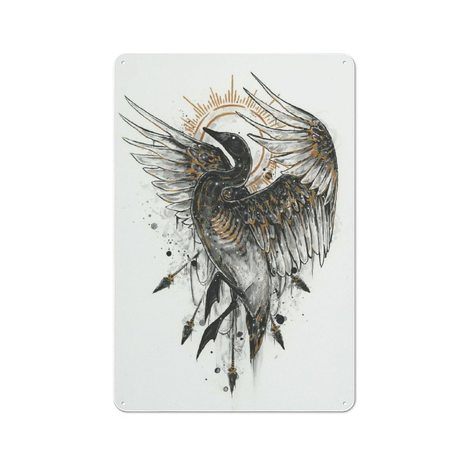 Junmoney Swan Of Tuonela Vintage Metal Gift Sign 30X20cm, Novelty Wall Art For Hallway, Home Bar, Garage Or Study