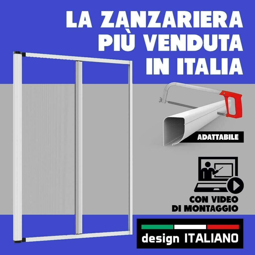 Zanzariera a Rullo Laterale Riducibile per Portefinestre in kit fai da te Vari Colori (140 x 250, Bianco)