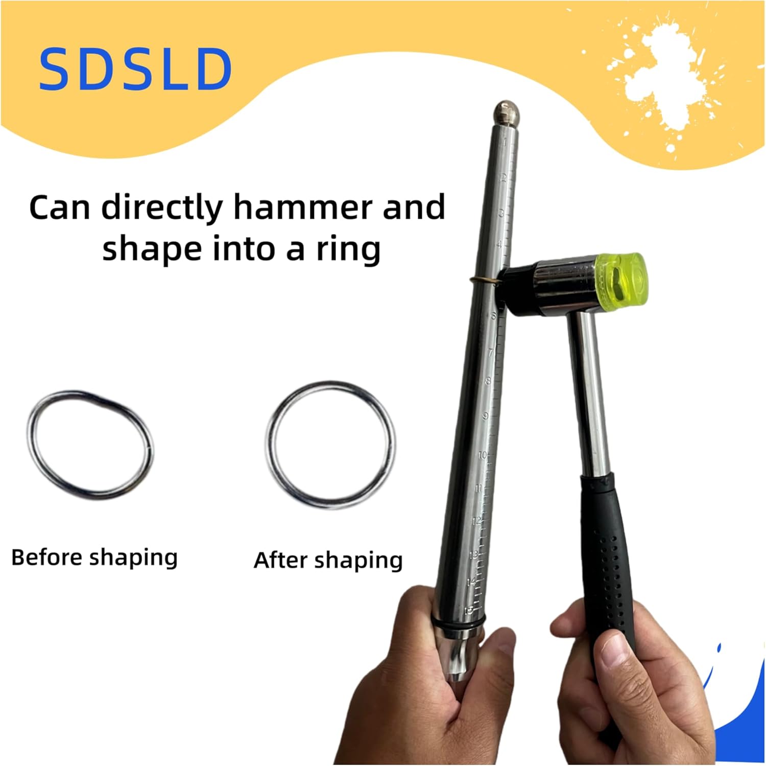 Steel Ring Mandrel Pro Stainless Steel Solid Ring Mandrel US 0-15 Mandrel Ring Sizer for Ring Measuring and Repair Distorted Ring Mandrels for Jewelry Making with 1/4 Size Hammerable Round Mandrel