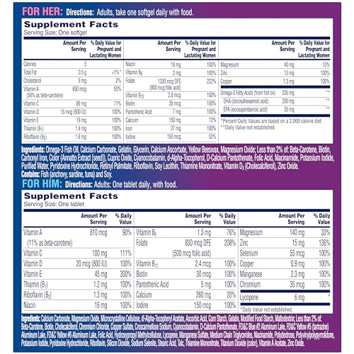 Image of A Day Men's & Women's Pre-Pregnancy Multivitamin Softgel Including Vitamins A, Vitamin C, Vitamin D, B6, B12, Folic Acid & More, Supplement for Before, During, and Postnatal, 60 Count (Pack of 2)
