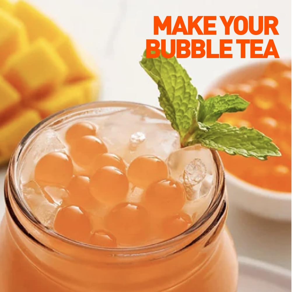 FRANKLY Popping Boba - Esferas de fruta para Bubble tea, té de burbujas, yogur, pasteles y dulces (Mango, 450g)