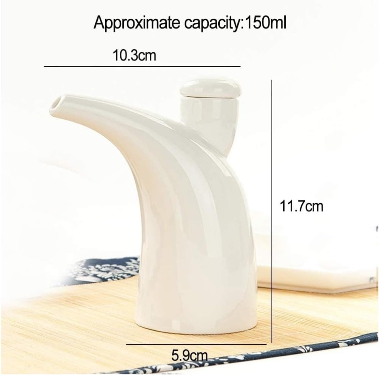 Oil and Vinegar Dispenser White Ceramic Oil Bottle Vinegar/Soy Sauce Dispenser, Olive Oil Dispenser Bottle Leak-Proof Cooking