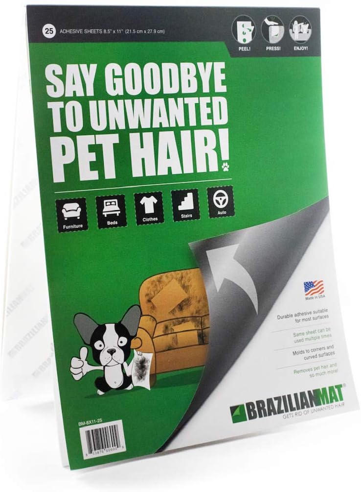 BrazilianMat Dog, Cat Hair Remover Sheets - Pet Hair, Lint, Glitter and Pet Fur Removal Tool for Furniture, Clothing, and Car Interiors…