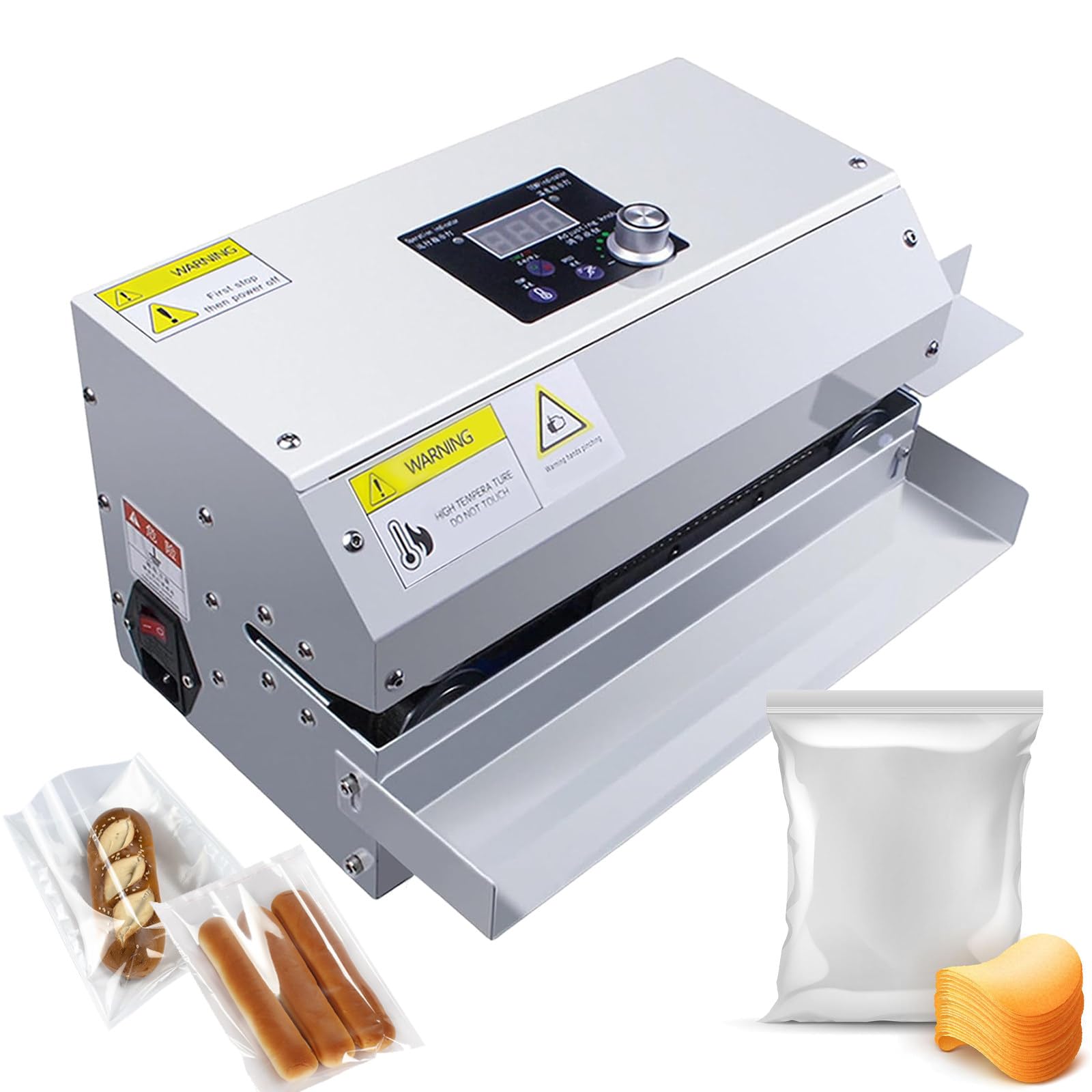 Machine de Scellage de Sacs en Continu GLF-100, Scelleuse de Sacs Horizontale, pour Sacs en Plastique de 0,01 à 0,072mm, Thermoscelleuse Continue avec Fonction d'impression
