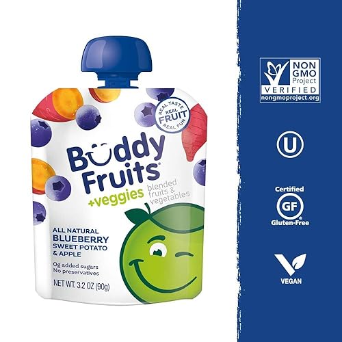 Miniatura 89 de Buddy Fruits Snacks To Go Puré de manzana sin azúcar de mango sin azúcar, bolsa de 3.2 onzas (18 unidades) sin gluten, frutos secos, conservantes