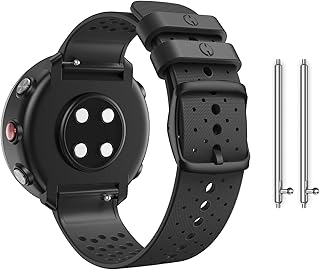 CUZOW Watch Bands Compatible with Polar Vantage M / M2 / Vantage Grit X/X Pro, 22mm Soft Silicone Replacement Strap - Black