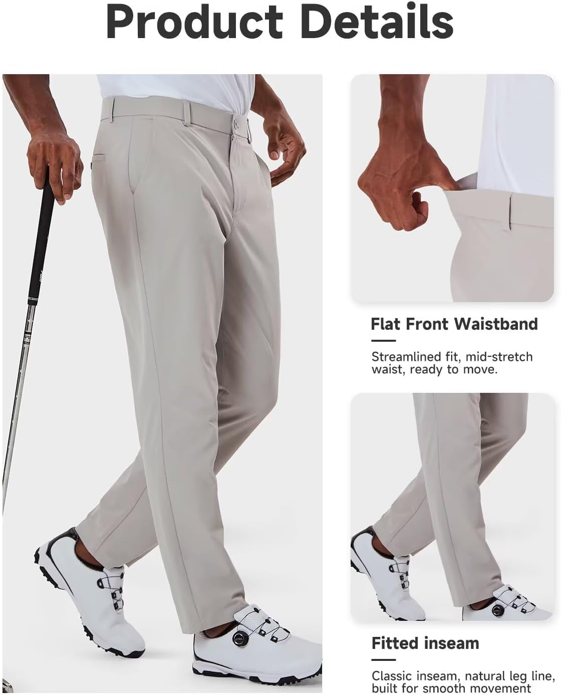 Mens Classic Fit Golf Pants Stretch Dress Pants 30''/32''/34'' Lightweight Casual S... - Image 6
