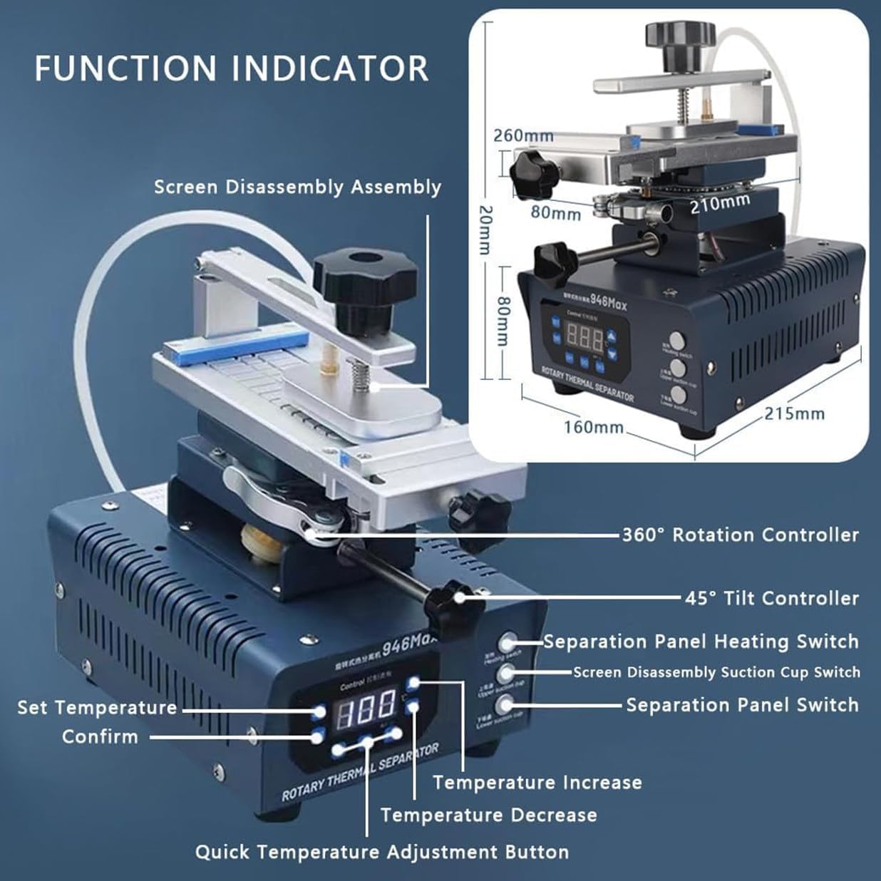 Mobile Phone Screen Separator Screen Repair Separation Tool with Strong Suction Cup,Screen Heating Disassembly Machine for Frame Disassembly