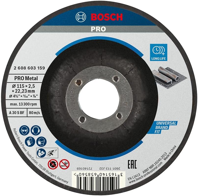 Bosch 1x PRO Metal Longlife Cutting Disc for Small Angle Grinder and Bore 22.23 mm (for Steel, Ø 115 mm, Professional Accessory Small Angle Grinder)