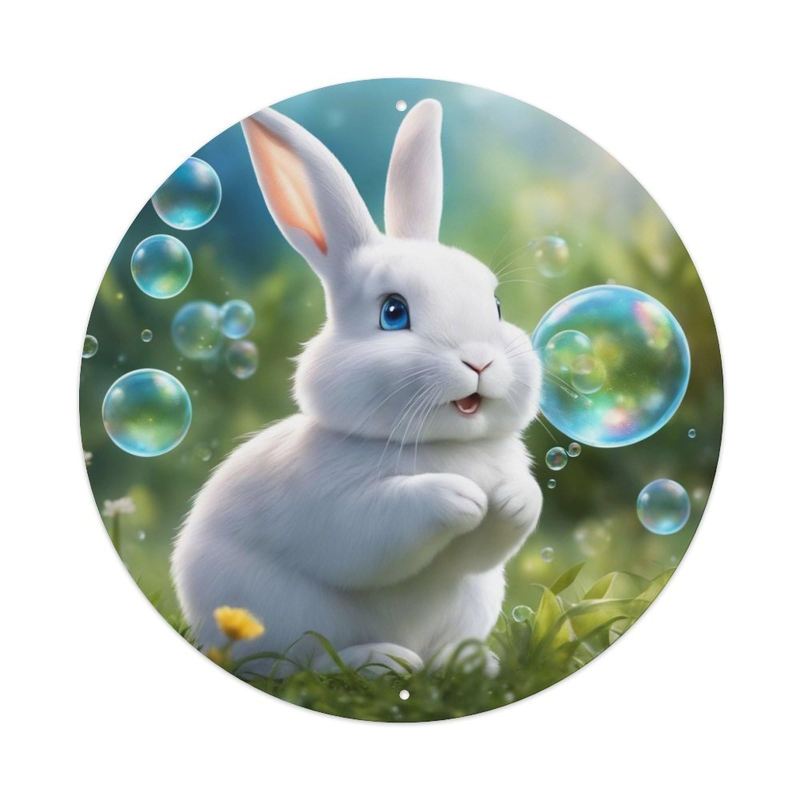 Animal Bubbles Next to Bunny Vintage Metal Tin Sign Plaque Wall Decor for Cafe, Club Bar, Office, Garden Metal Poster 8x8Inch