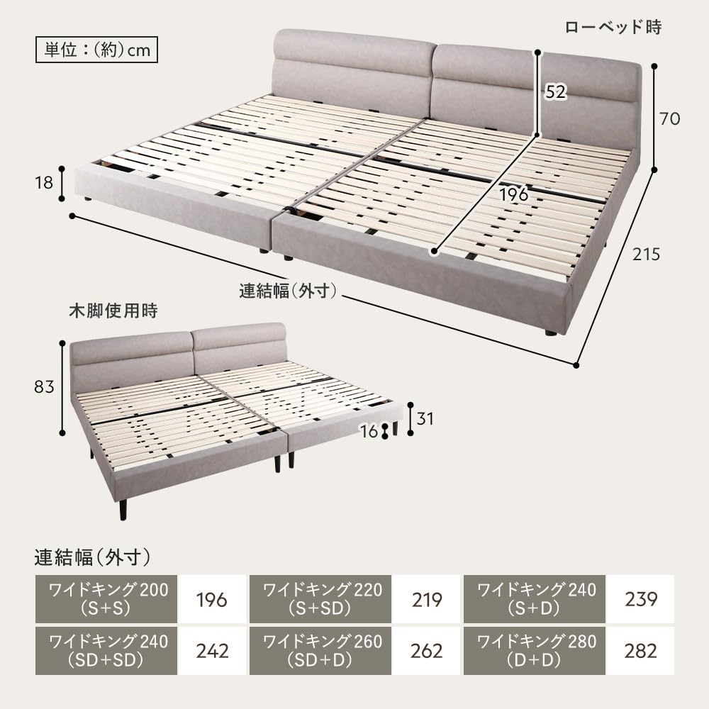 Amazon｜RASIK ベッド ワイドキング240(セミダブル+セミダブル