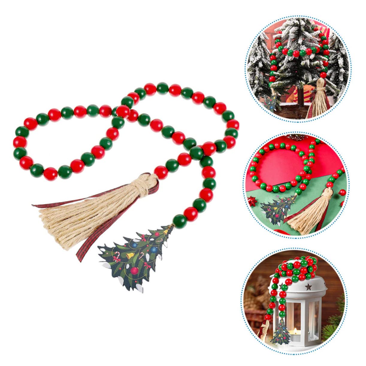 Ciieeo 5st Weihnachtsperlen Aus Holz Heimdekoration Weihnachtskranz Weihnachtsdekorationsset Weihnachtsperlengirlande Rote Quaste Weihnachten Perlenquaste Im Weihnachtsstil Hanfseil
