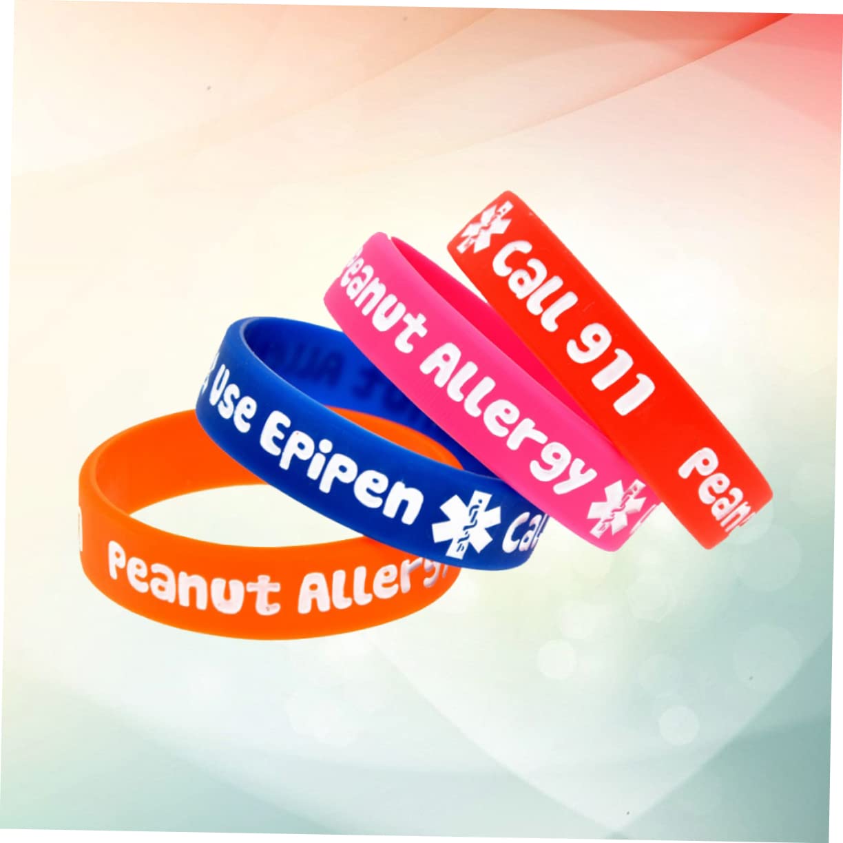 UPKOCH 4Pcs Alert Bracelets Wristbands with Peanut Warning for Comfortable Wear Durable Design for Parties and Goody Bags