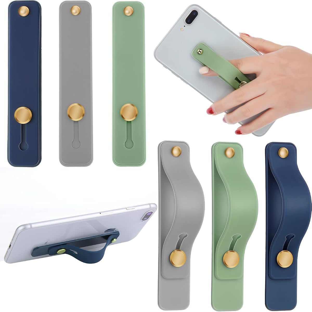 6 Pieces Phone Finger Strap Grip,Charming Colors,Classic | Finger Loop for Phone Elastic Telescopic Band with Secure One Handed Hold, for Smartphone Cases