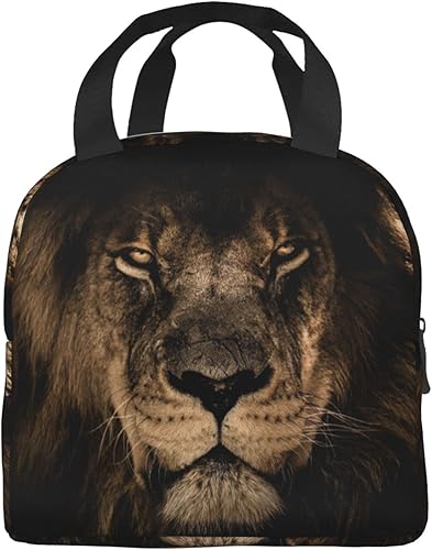 Bolsa de almuerzo con aislamiento de animales con cara de león para hombres y mujeres, contenedor reutilizable, impermeable, portátil, enfriador,