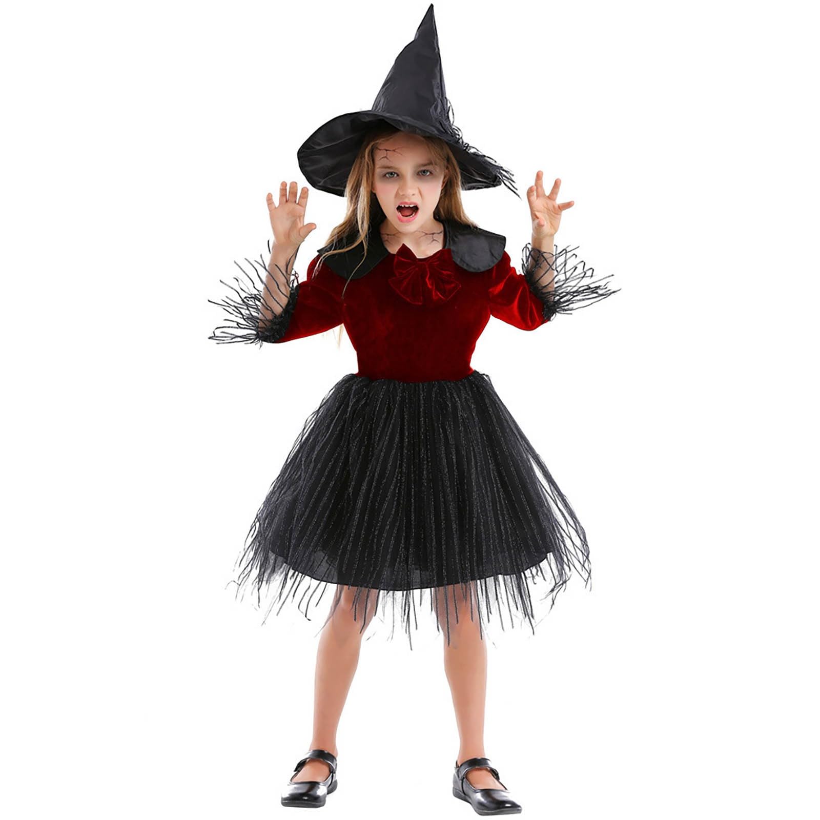 Ensemble Fille De Costumes Sorcière d'halloween pour Les Filles Deguisement Sorciere Costume Halloween Garcon Robe Et Chapeau Déguisement 4 Ans Enfant Tenue Bebe