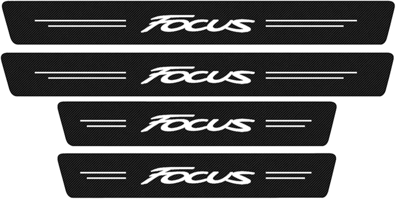4pcs Car Door Sill Protector Strips Carbon Fiber Threshold Protective Film Kick Plate Cover Sticker for Fo-rd Focus 1 2 3 4 MK1 MK2 MK3 MK4 Car Accessories
