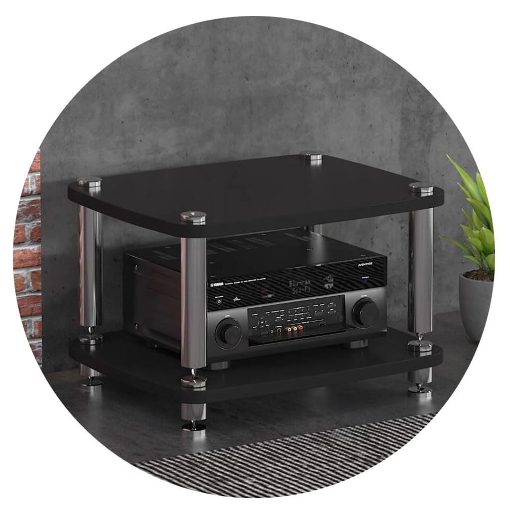 1/2/3/4-Layer HIFI Audio Cabinet Streaming Devices Cabinet Audio Rack With Shock-absorbing Feet- Audio Video Components (Color : Black, Size : 60 * 48 * 38cm(2Tier))
