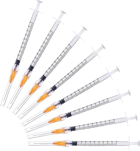 Jeringa de 0.0 fl oz, 0.88 oz, 1 pulgada, embalaje desechable estéril. (20)