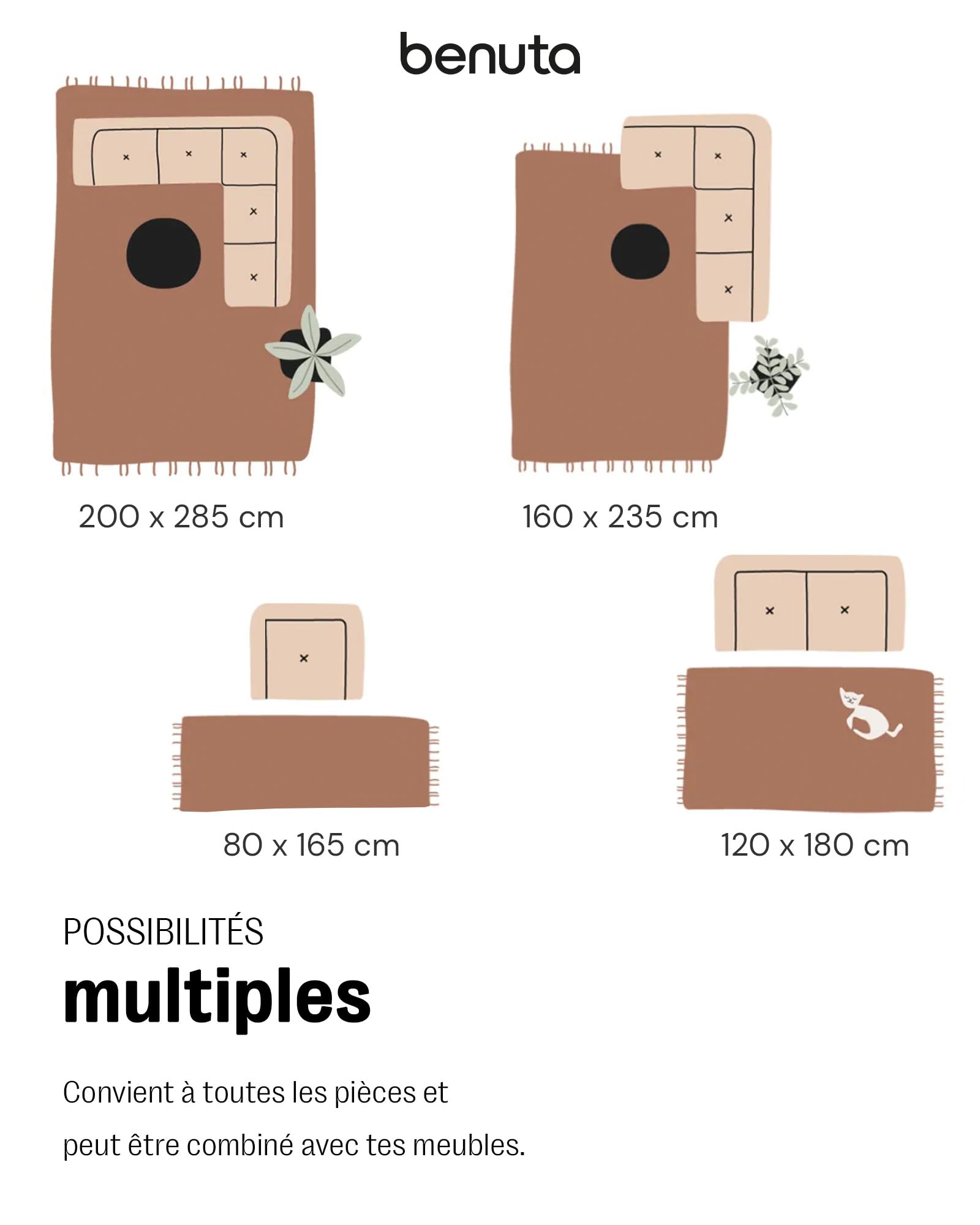 benuta Tapis d'intérieur et d'extérieur ARTIS Beige/cuivre Rond Ø 160 cm – Tapis coloré pour l'intérieur et l'extérieur – Convient au Chauffage au Sol