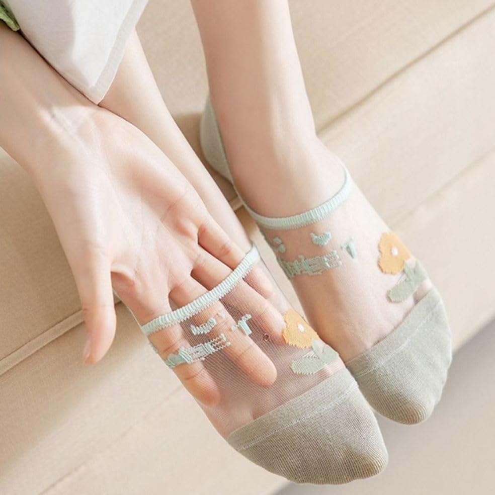 Image of Benefeet Sox Sheer No Show Socks for Women Girls Lace Mesh Low Cut Liner Socks Ultra Thin Nylon Invisible No See Footies Sock