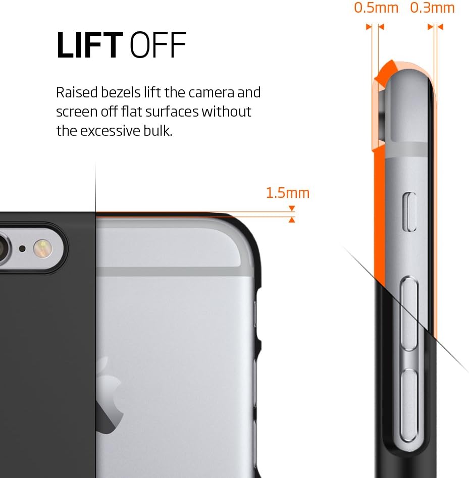 iPhone 6s Case, Spigen [Thin Fit] Exact-Fit [Black] Premium Matte Finish Hard Case for iPhone 6s (2015) / iPhone 6 (2014) - Black (SGP11592)