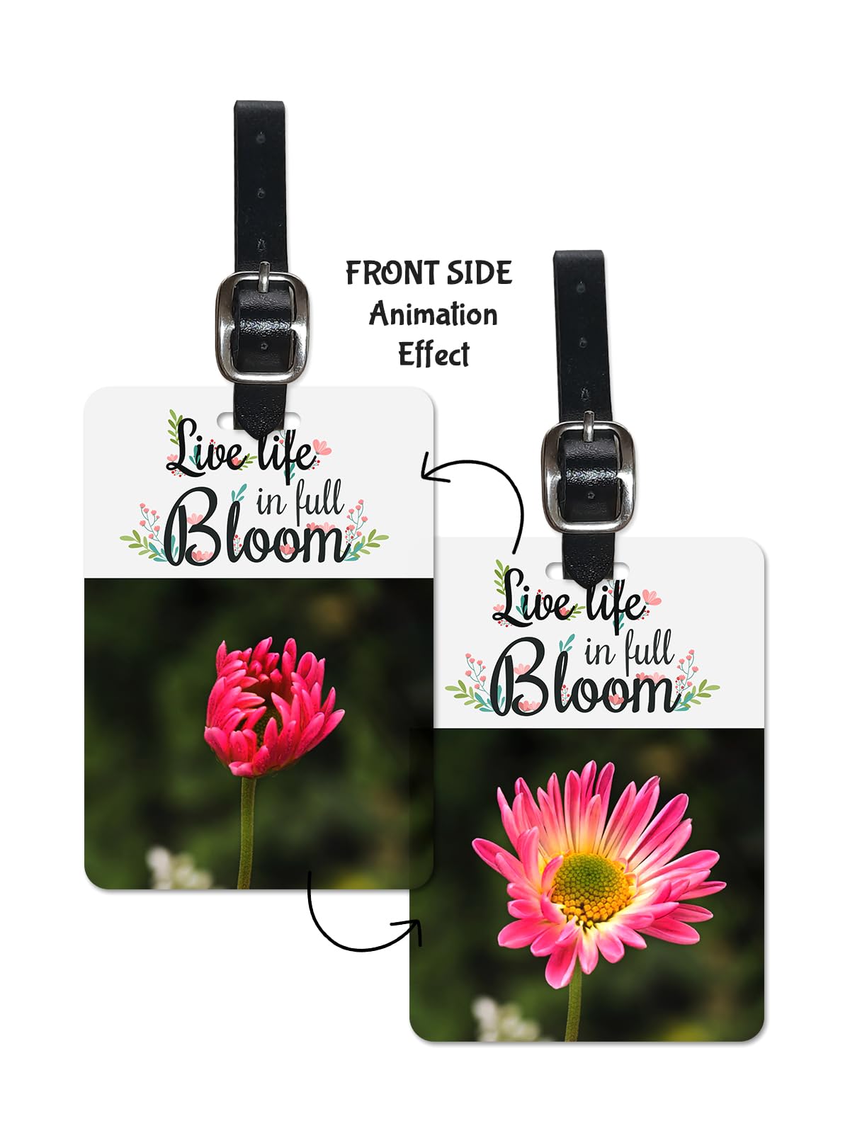 Lentikart 3D Lenticular Luggage Tag Set of 2|Animated Blooming Flower Nature Motivation | Luggage/Bag/Travel ID Label Tags for Suitcase & School Bags-image-27