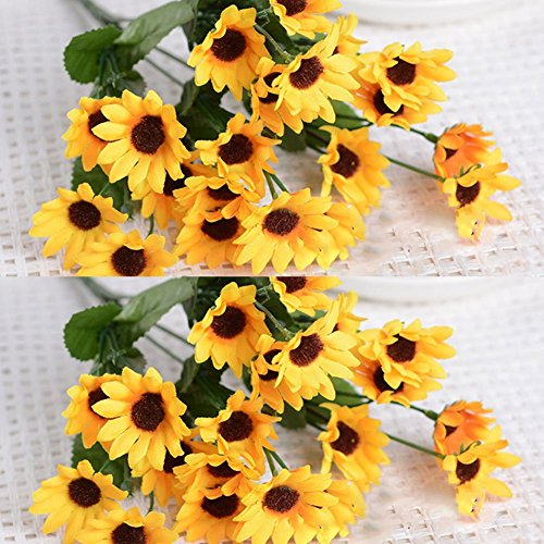 Artfen Artificial Sunflower 2 Bouquet Artificial Flowers Fake Sunflowers Floral Decor Bouquet Home Hotel Office Wedding Party Garden Craft Art Decor 13 Inch #TOP1