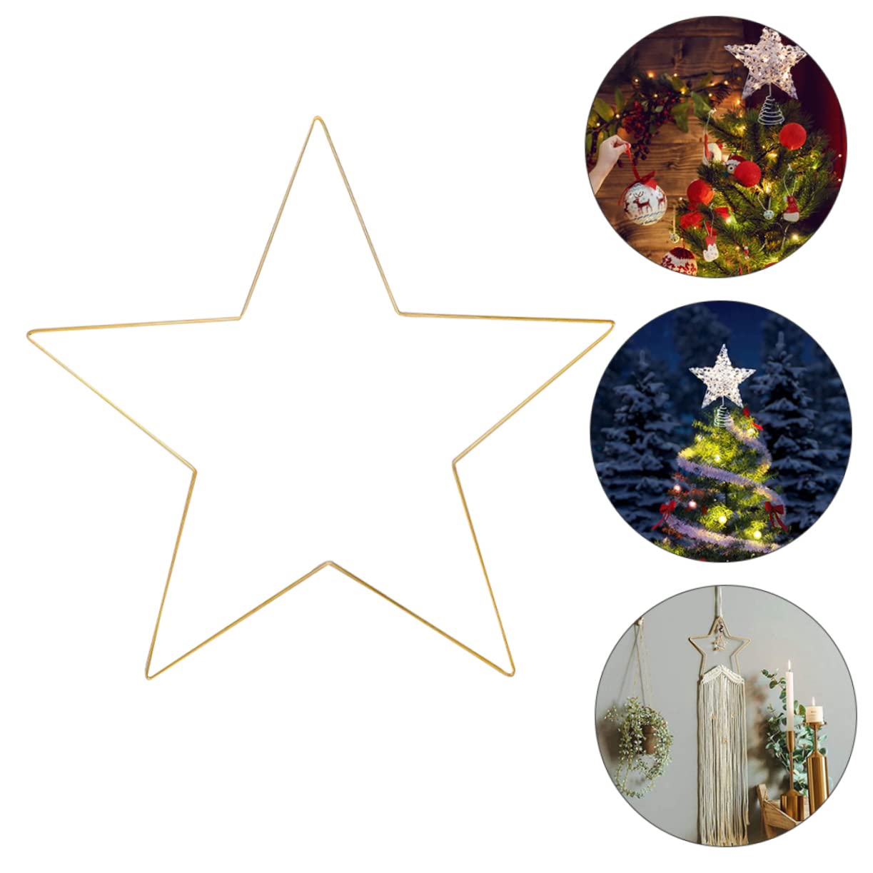 Alipis Decorazione a Forma di Stella a Cinque Punte in Metallo Dorato, Robusta e Sicura, Ornamento Appendibile per Decorazioni Festive, per Ambienti Interni