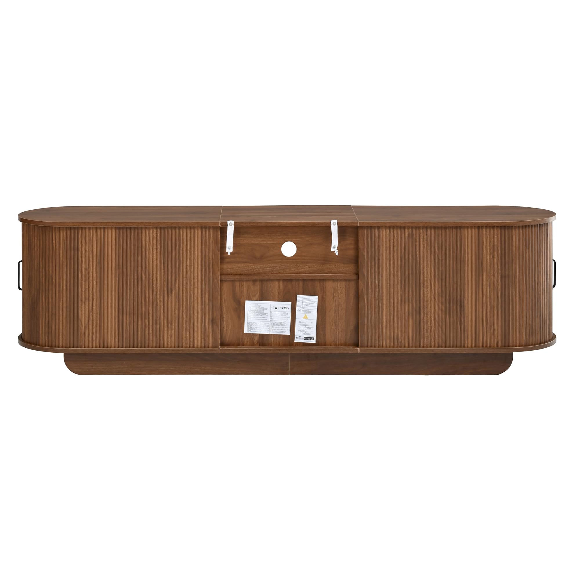 Mobile basso per TV con ante scorrevoli, struttura ondulata 3D, cassetto, scomparto aperto, tavolino per TV, credenza per soggiorno, 180 x 40 x 50 cm, noce
