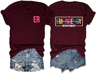 Womens Emergency Department T-Shirt, Back and Front Design Nurse Gift, Future Nurse Funny Graphic Tee Trendy Tops