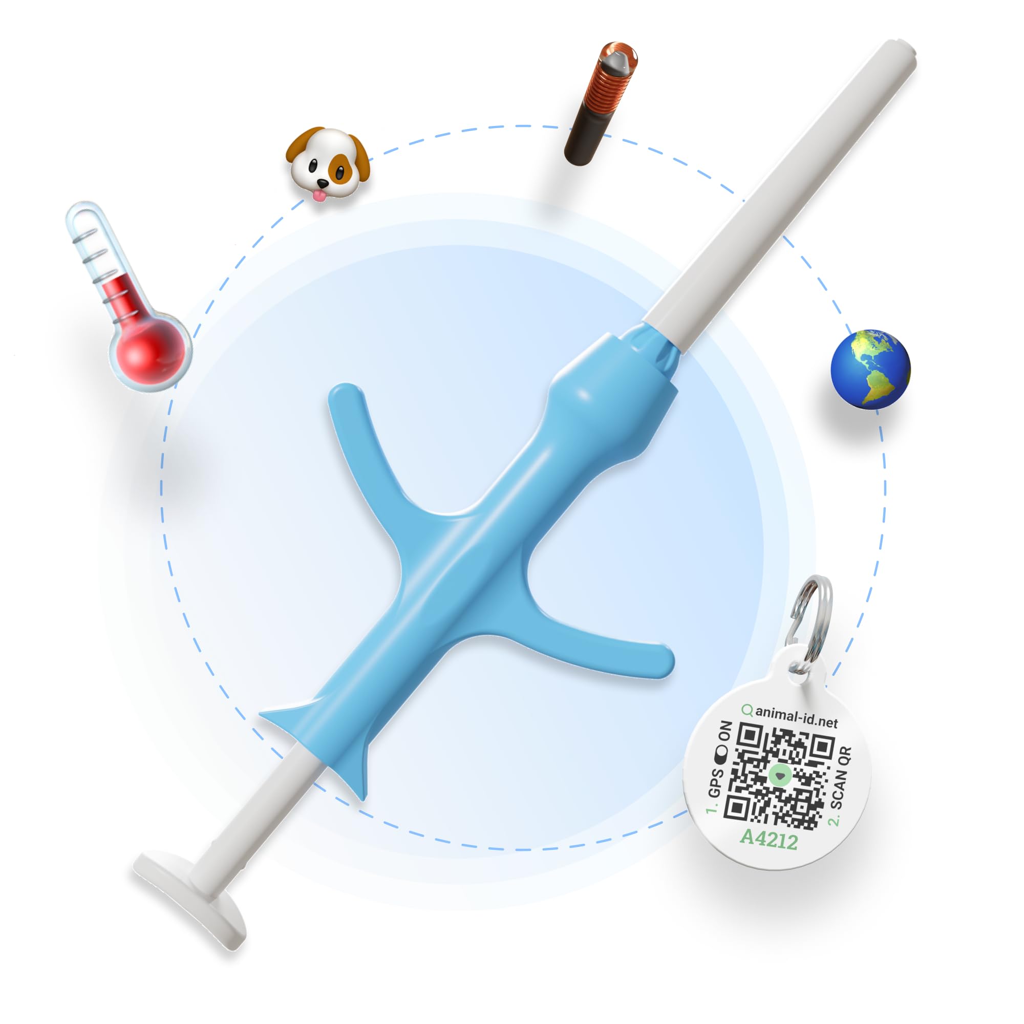 Pack of 3 - Mini Microchip with Temperature Biosensor & QR Id Pet Tag, Global Registration for Dogs, Cats & Small Pets