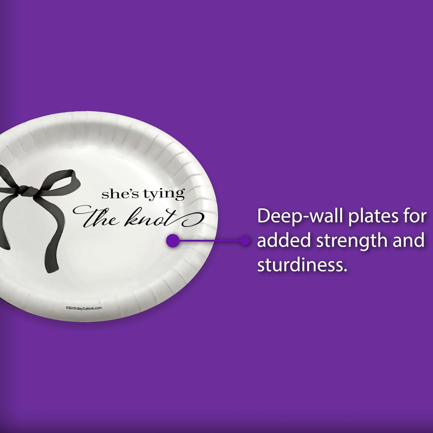 Birthday Galore She's Tying The Knot Bridal Shower - 32 Piece Disposable Party Supplies - Black Bows Bridal Shower Decorations - Round Party Plates - Large 9" Paper Plates In Bulk - Image 6