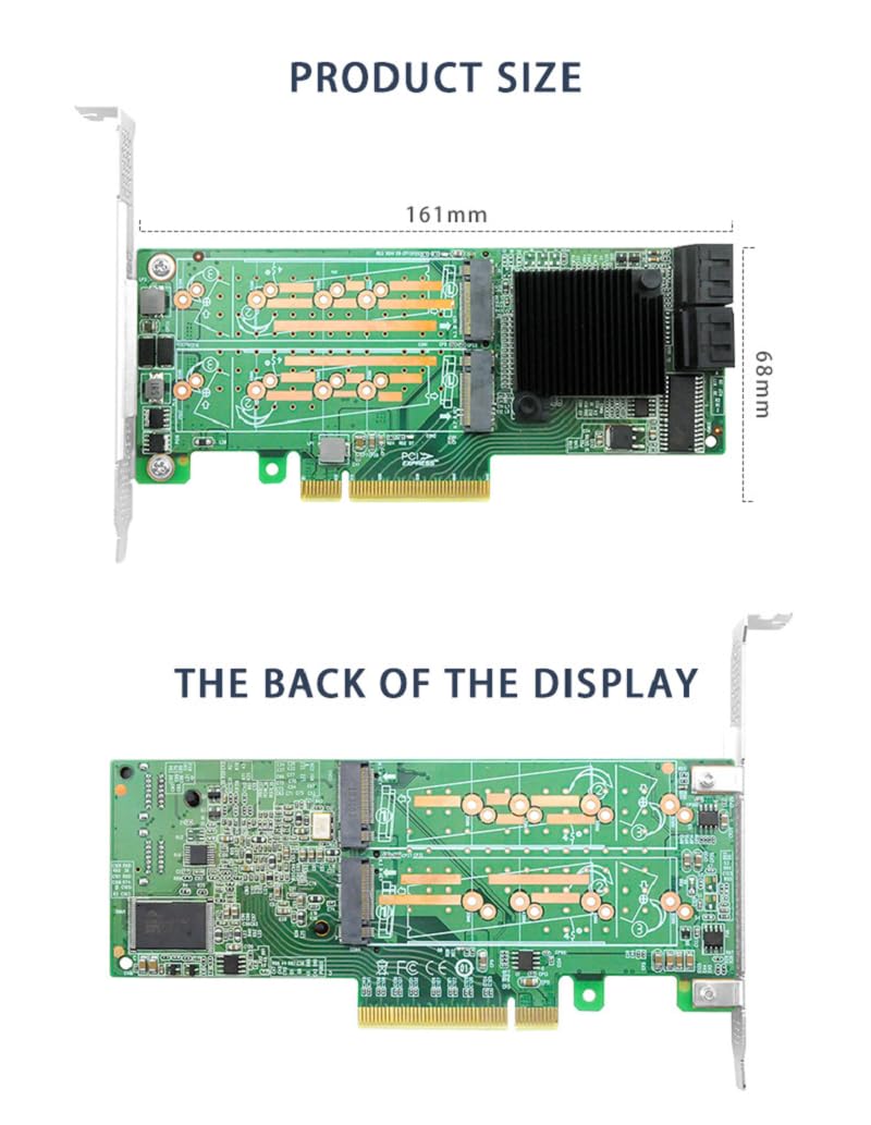 Scheda controller PCIe 2.0 x8 RAID, 8 porte M.2 SATA 3.0, chipset SAS2008, supporto UEFI