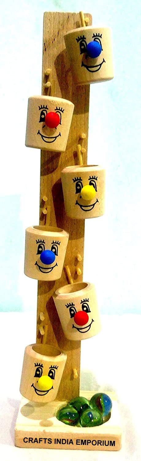 CRAFTS INDIA EMPORIUM Kids Crafts India Handcrafted Wooden Marble Slider Toy - 6 Buckets - 28 Cms
