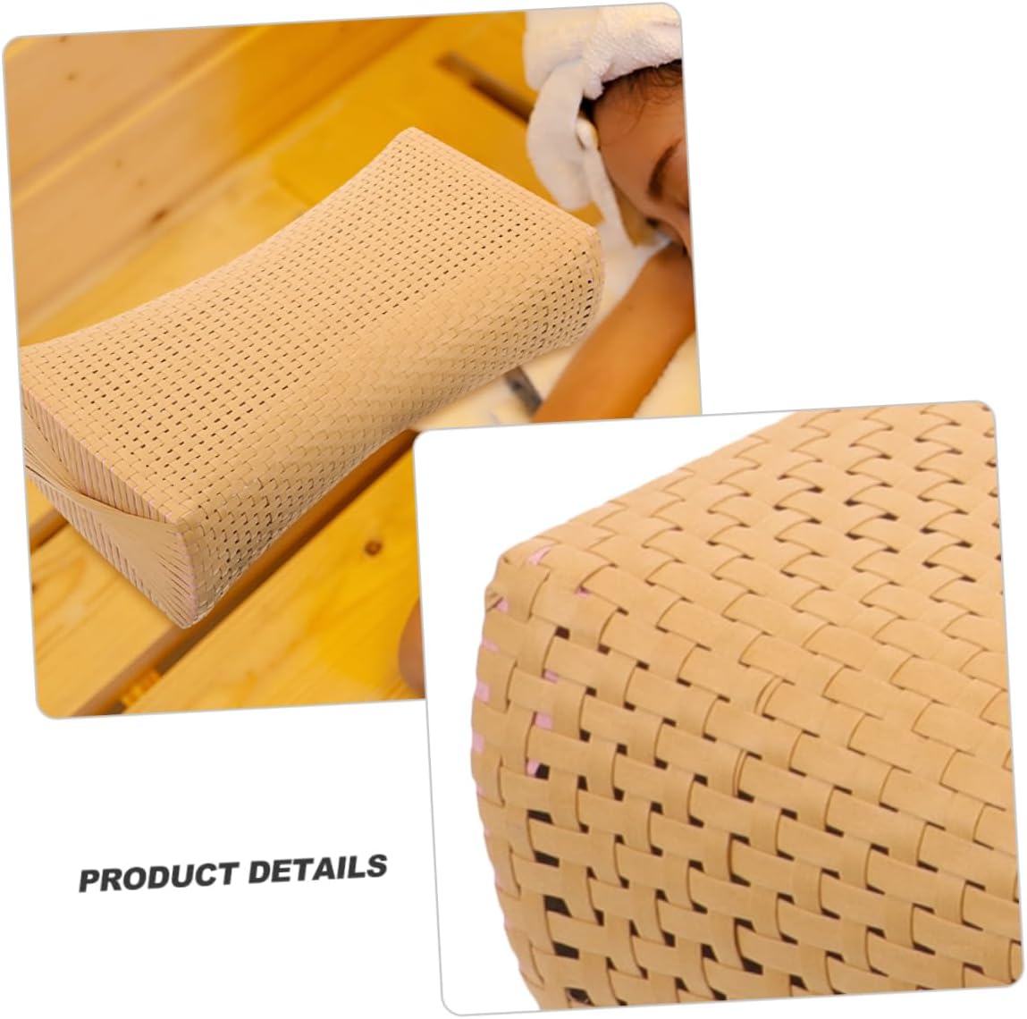 VOSAREA PVC Lumbar Pillow Sauna Pillow Simulated Rattan Breathable for Elderly