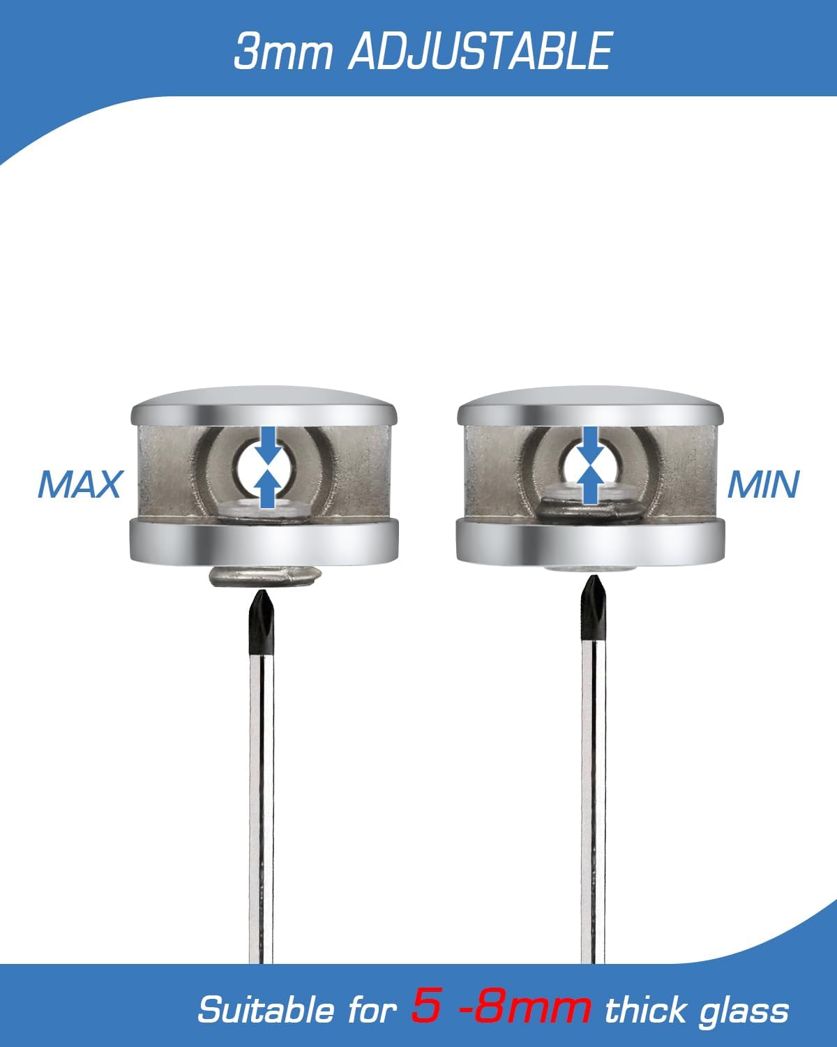 Alise Glass Shelf Bracket Adjustable Shower Brackets,Heavy Duty Rectangle Clamp Holder for 5-8mm Glass Shelves,Wall Mount Clamps Clip Support Hardware Replacement Parts,Polished Chrome 4 Pcs