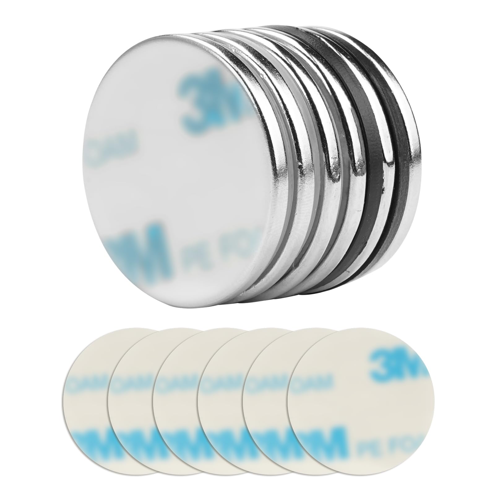 Imanes De Neodimio Fuertes 30x3mm, 6 Piezas, Portante 8 Kg, con Autoadhesivos