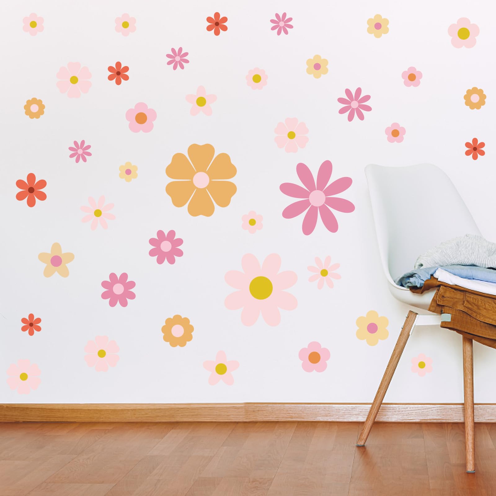 PLIGREAT 2 Sheets Colorful Daisy Flowers Wall Decals DIY Bright Floral Removable Vinyl Wall Stickers for Nursery Bedroom Living Room Home Background Window Wall Art Decor - Image 2