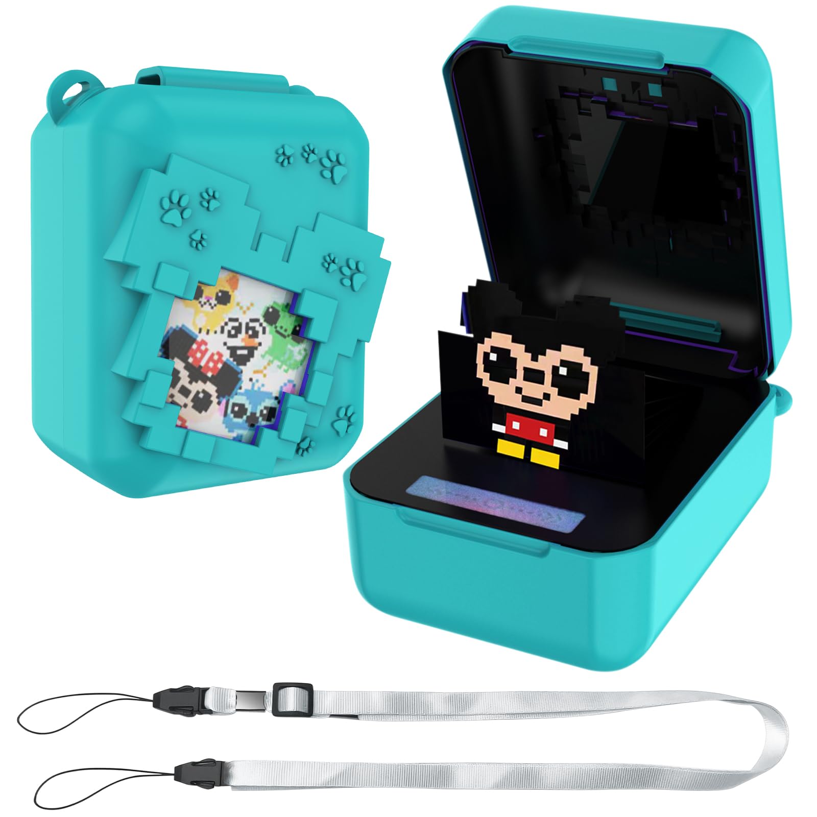 Qoosea Silicone Case for Bitzee Digital Pet with Lanyard Protective Silicone Case Full Cover Soft Compatible with Bitzee Shockproof and Waterproof (Green)