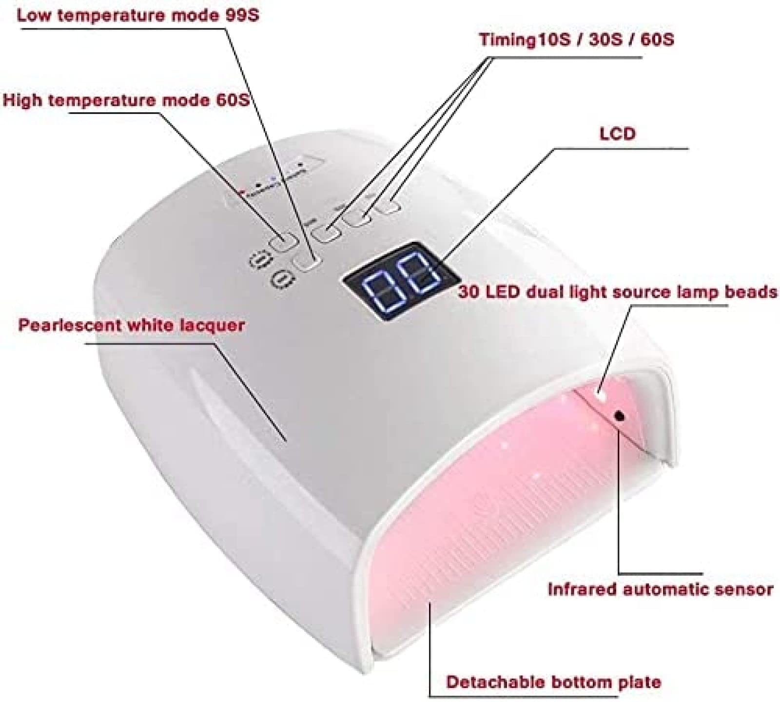 Lampada per Unghie Senza Fili PRO Gel 48W Lampada per Unghie LED UV Ricaricabile Lampada per Unghie Lampada polimerizzatrice per unghia e unghia del Piede, Asciugasmalto per Unghie Strumenti