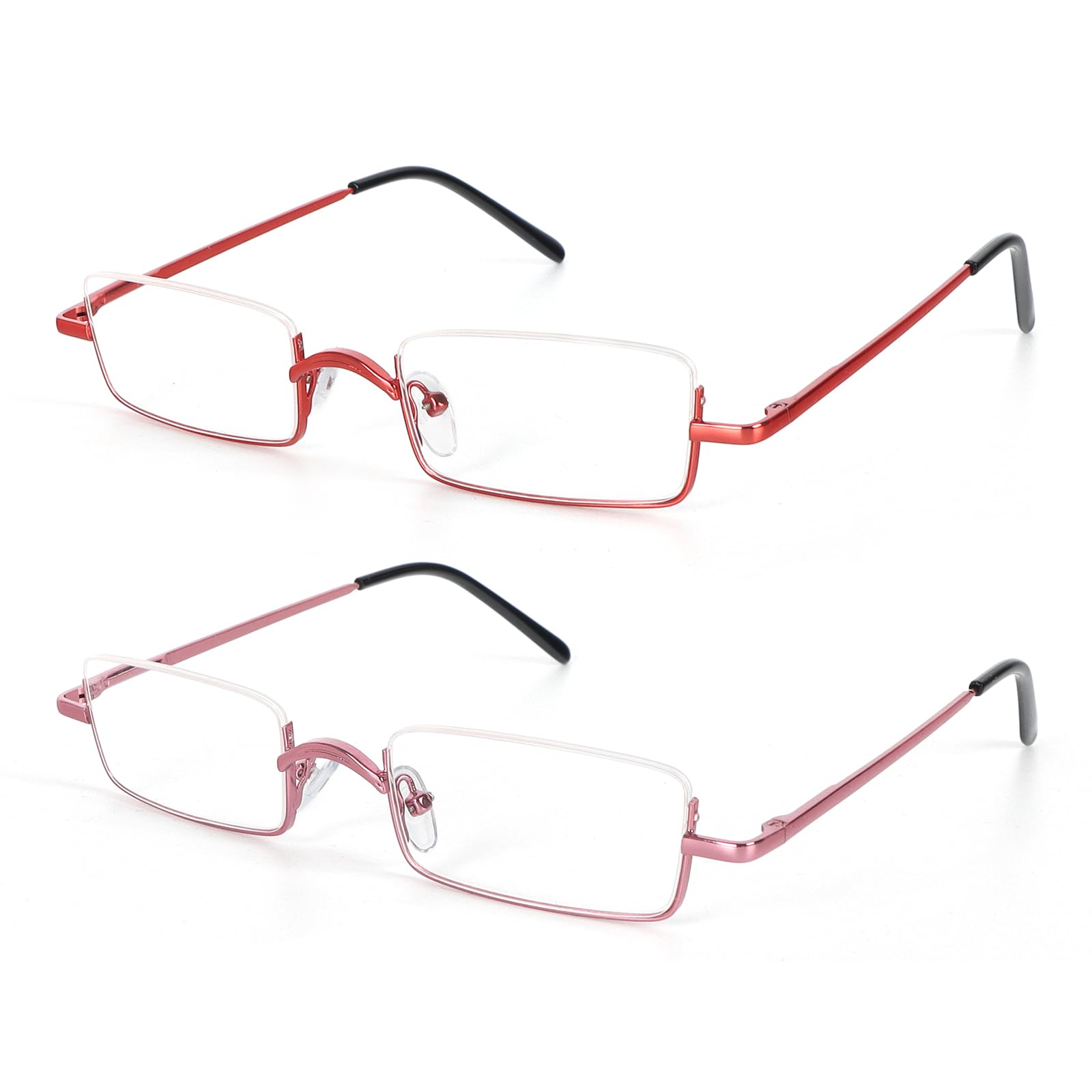 KoKoBin 2 Pack Lesebrille Halbbrille aus Metallrahmen mit Halbrahmen Sehehilfe mit Brillenetui für Damen und Herren