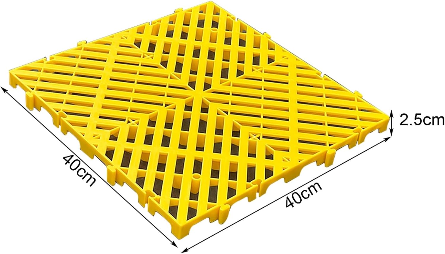 Plastic Pallets, Goods Storage Racks, Lightweight Breathable Grid Pad, Lnterlocking Pallet for Kitchen Supermarket Garages Outdoor Closets Storage Rooms(Yellow,40x40x2.5cm-2PCS)