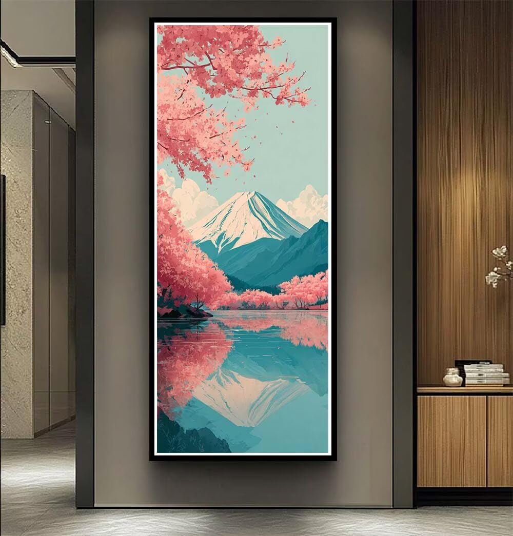 Diamond Art Painting Kits for Adults 80x160cm, 5D Large Diamond Painting Mount Fuji Full Round Drill Gem Art Japan Crystal Cross Stitch Arts Crafts Paint by Numbers for Home Wall Decor Gifts -LR1123